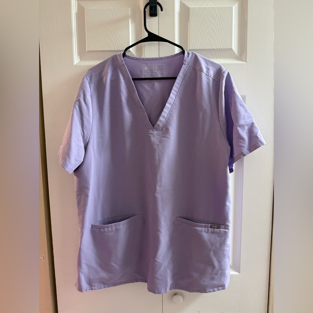 Figs Lavender V-Neck Scrub Top